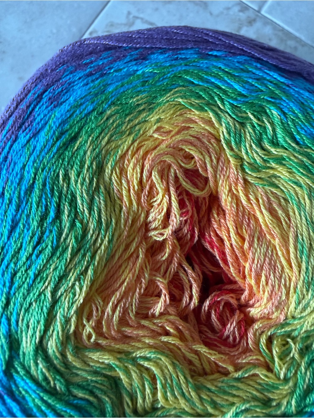 YarnArt FLOWERS Purple/Green/Yellow Yarn Cake - Picture 7 of 8